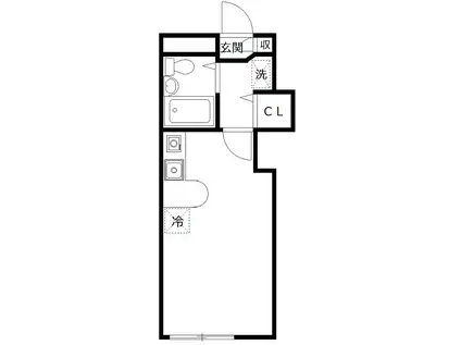 オリオンフラッツ(ワンルーム/2階)の間取り写真