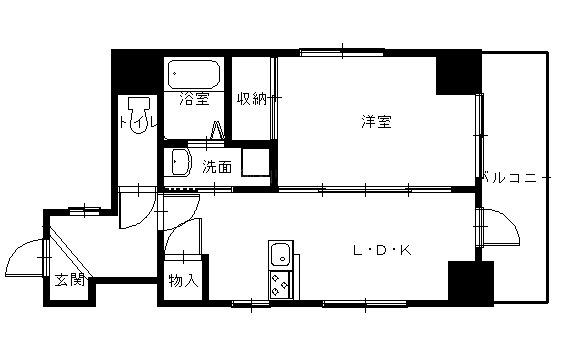 クオーレ賑町(1LDK/2階)の間取り写真