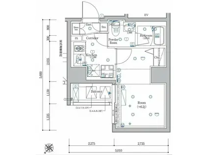 シーフォルムヨコハマヒラヌマバシ(1K/9階)の間取り写真