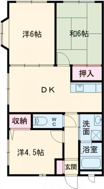 クレインIIビル(3DK/2階)の間取り写真