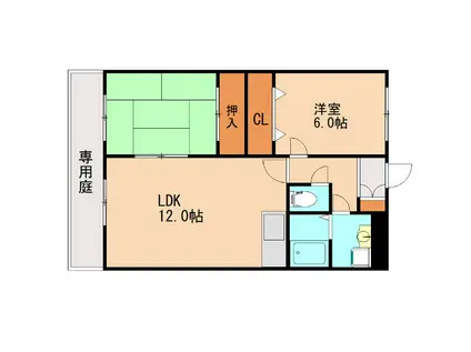 ノーブルコート21(2LDK/2階)の間取り写真