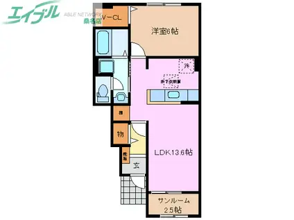 アンジェラII(1LDK/1階)の間取り写真