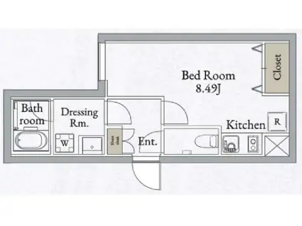 LIVEFLAT高田馬場(ワンルーム/2階)の間取り写真