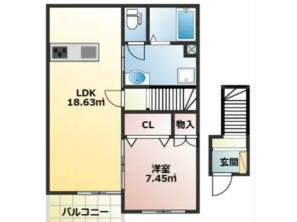 MINATO TERRACE飾磨(1LDK/2階)の間取り写真
