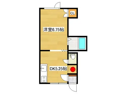 ビューハイツターフI(1DK/2階)の間取り写真