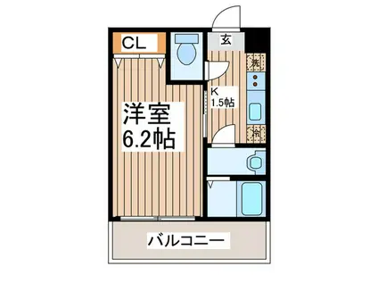 アザーレ・パッシオ中央林間(1K/2階)の間取り写真