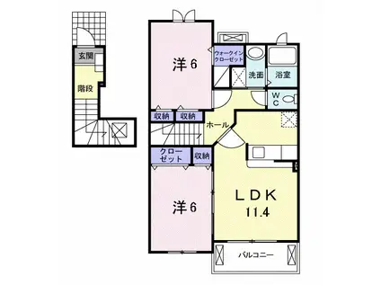 カトル・セゾンI(2LDK/2階)の間取り写真