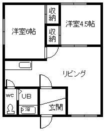 豊岡6・2(2LDK/2階)の間取り写真