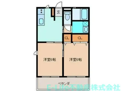 ライラック(2DK/1階)の間取り写真