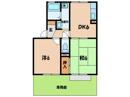 ロワイヤルセジュールA・B・C(2DK/1階)の間取り写真