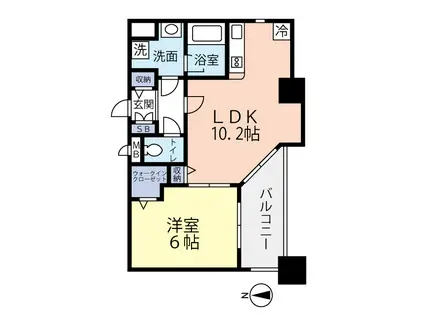 グランヴァン両国II(1LDK/6階)の間取り写真