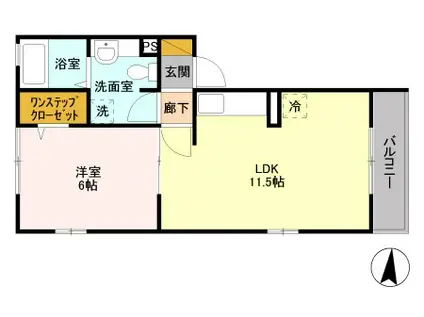 ヴェリナ旭町(1LDK/3階)の間取り写真