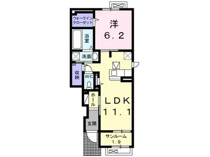 ラングレー飛鳥-V(1LDK/1階)の間取り写真