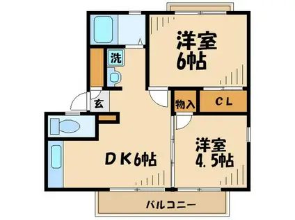 ヤヨイユー(2DK/1階)の間取り写真