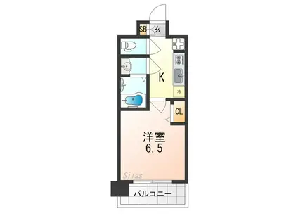 プレサンスTHE KYOTO 新町通(1K/5階)の間取り写真