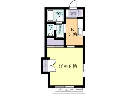 Dハイツ(1K/2階)の間取り写真