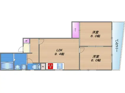 シャンテ21(2LDK/2階)の間取り写真
