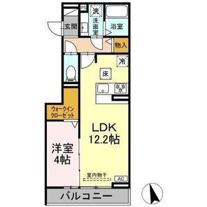 セレスティア長良 イースト(1LDK/3階)の間取り写真