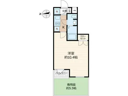 BEVERLY HOMES赤塚公園II(1K/1階)の間取り写真