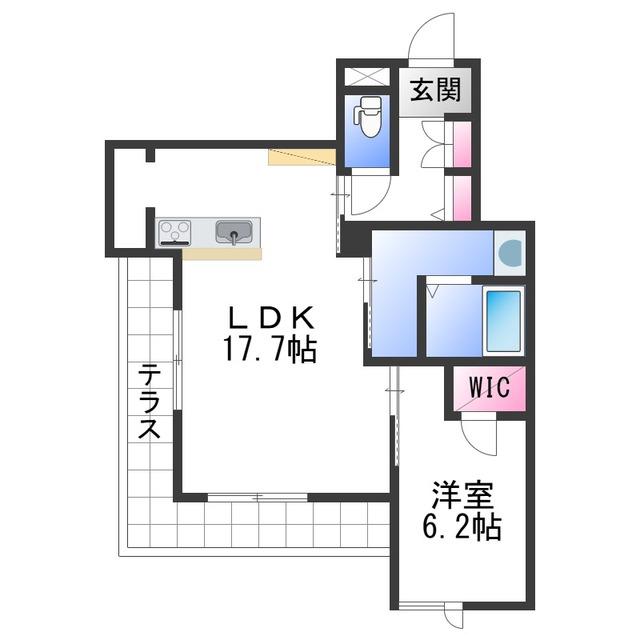 アリエス十三番丁(1LDK/1階)の間取り写真
