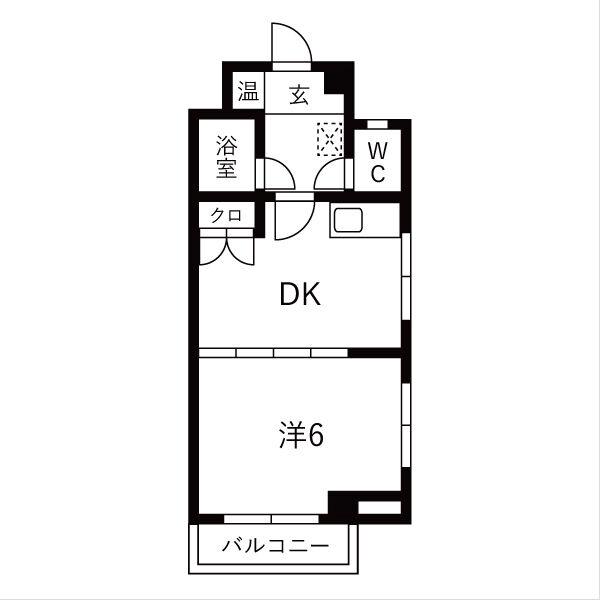カーサニイミ(1DK/3階)の間取り写真