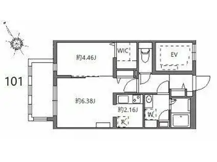 フラッフィー市谷台町(1LDK/1階)の間取り写真