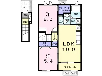 フラン・ソレイユB(2LDK/2階)の間取り写真