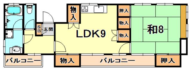 イズミビル(1LDK/3階)の間取り写真