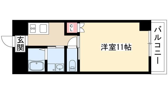 グランダール吹上(1K/9階)の間取り写真