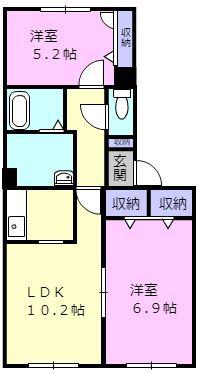 シャーメゾンハピネス(2LDK/2階)の間取り写真