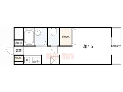 コパンジューヌIII(1K/4階)の間取り写真