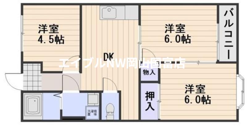 リレイズ葉月I(3DK/1階)の間取り写真