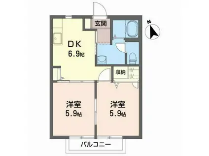ラークI(2DK/2階)の間取り写真