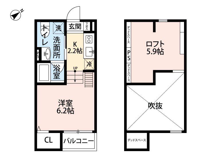 サクシード東湊町(ワンルーム/2階)の間取り写真
