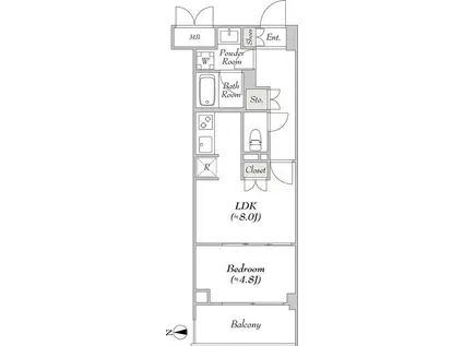 ミリアレジデンス大岡山(1LDK/3階)の間取り写真