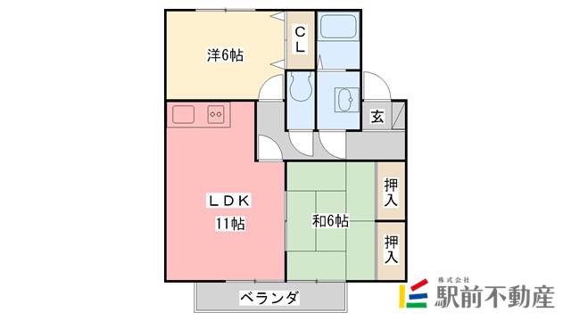 シャルムIV(2LDK/1階)の間取り写真