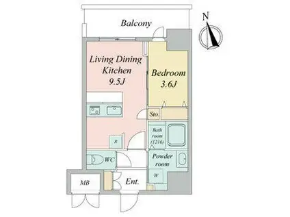 スプランディッド大須門前町(1LDK/12階)の間取り写真