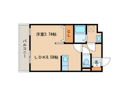 マリベールARASHIII(1LDK/3階)の間取り写真