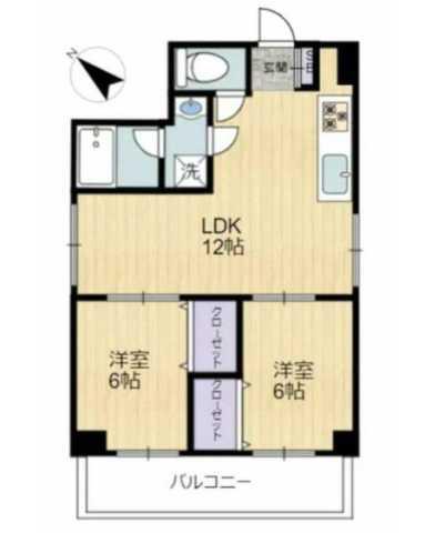 駒込マンション(2LDK/2階)の間取り写真