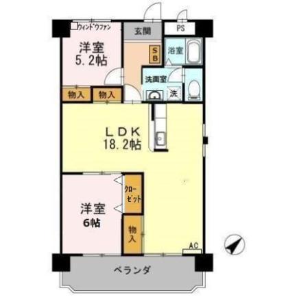 フィオーレ・アダチ(2LDK/2階)の間取り写真