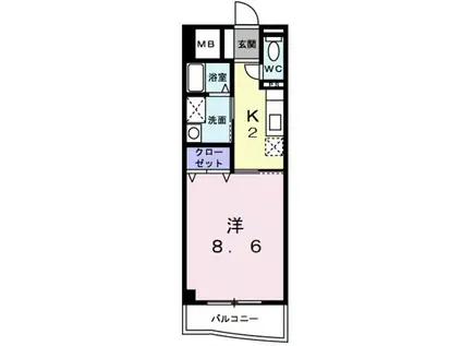エル・クレール(1K/2階)の間取り写真