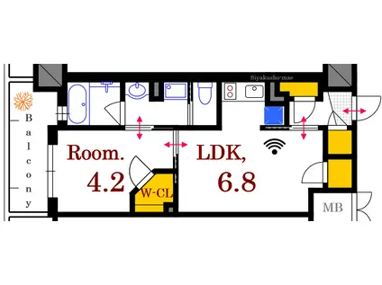 エステムコート広島国泰寺(1DK/2階)の間取り写真