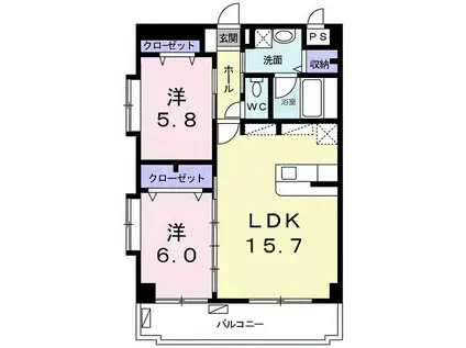 テラスななつ星(2LDK/2階)の間取り写真