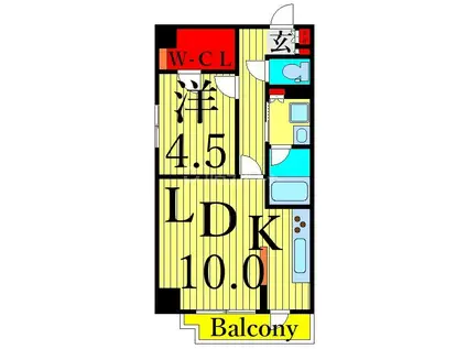 GENOVIA南千住IVSKYGARDEN(1LDK/2階)の間取り写真