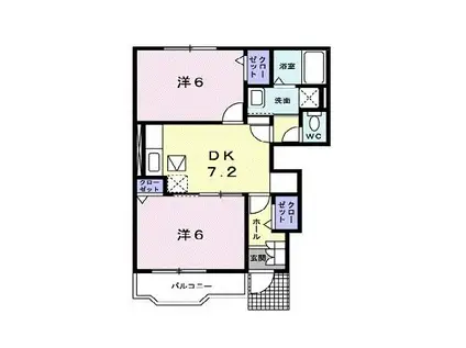 サンロードC(2DK/1階)の間取り写真