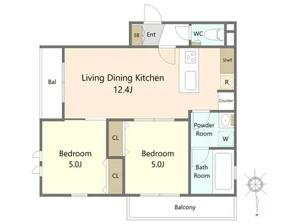 クーパーJ(2LDK/2階)の間取り写真