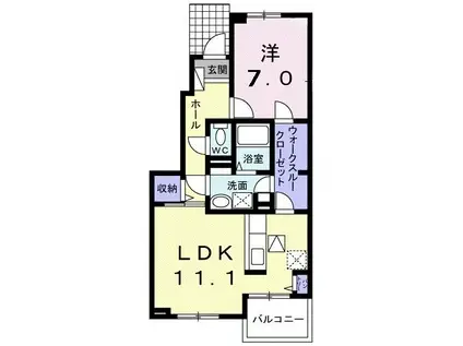 カトーレ・東出雲C(1LDK/1階)の間取り写真