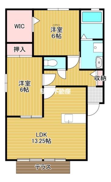 グリーンハイムIIA棟(2LDK/1階)の間取り写真