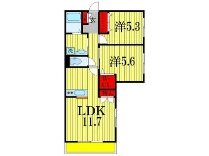 ラ メゾン デュ ビジュー(2LDK/1階)の間取り写真