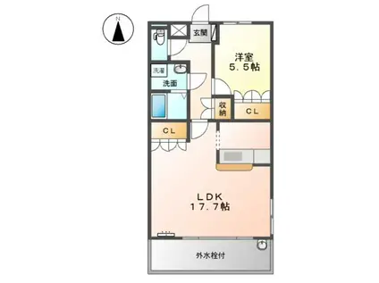 ストラーダII(1LDK/2階)の間取り写真